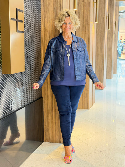 LULU-B NAVY METALLIC LINEN JACKET