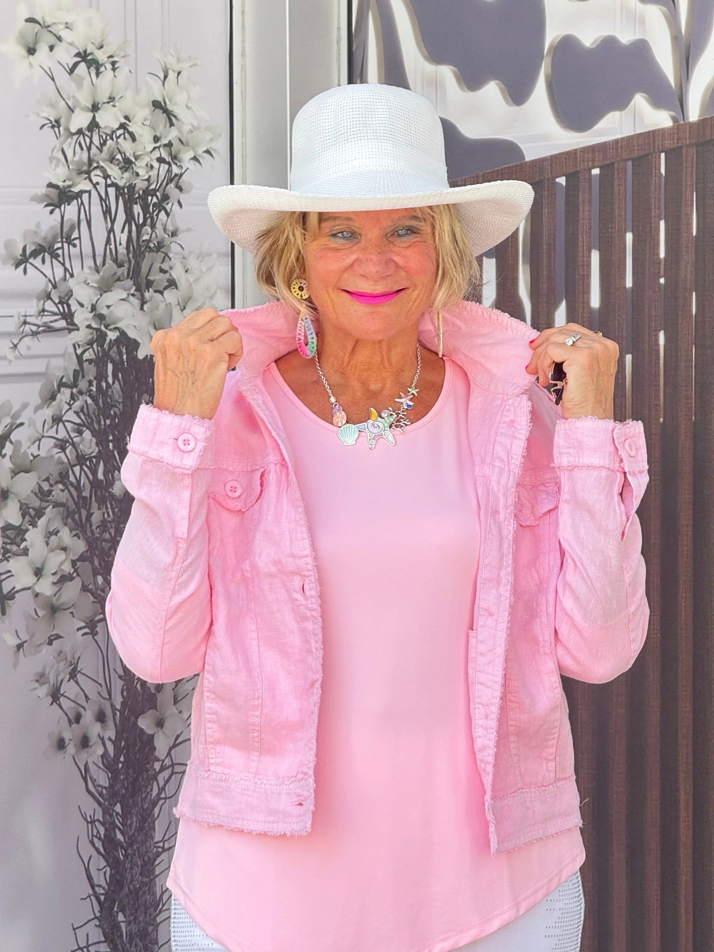 LULU B  CLEAR PINK LINEN JACKET