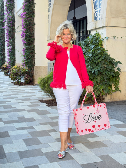 LOVE Message Heart Printed Tote Bag