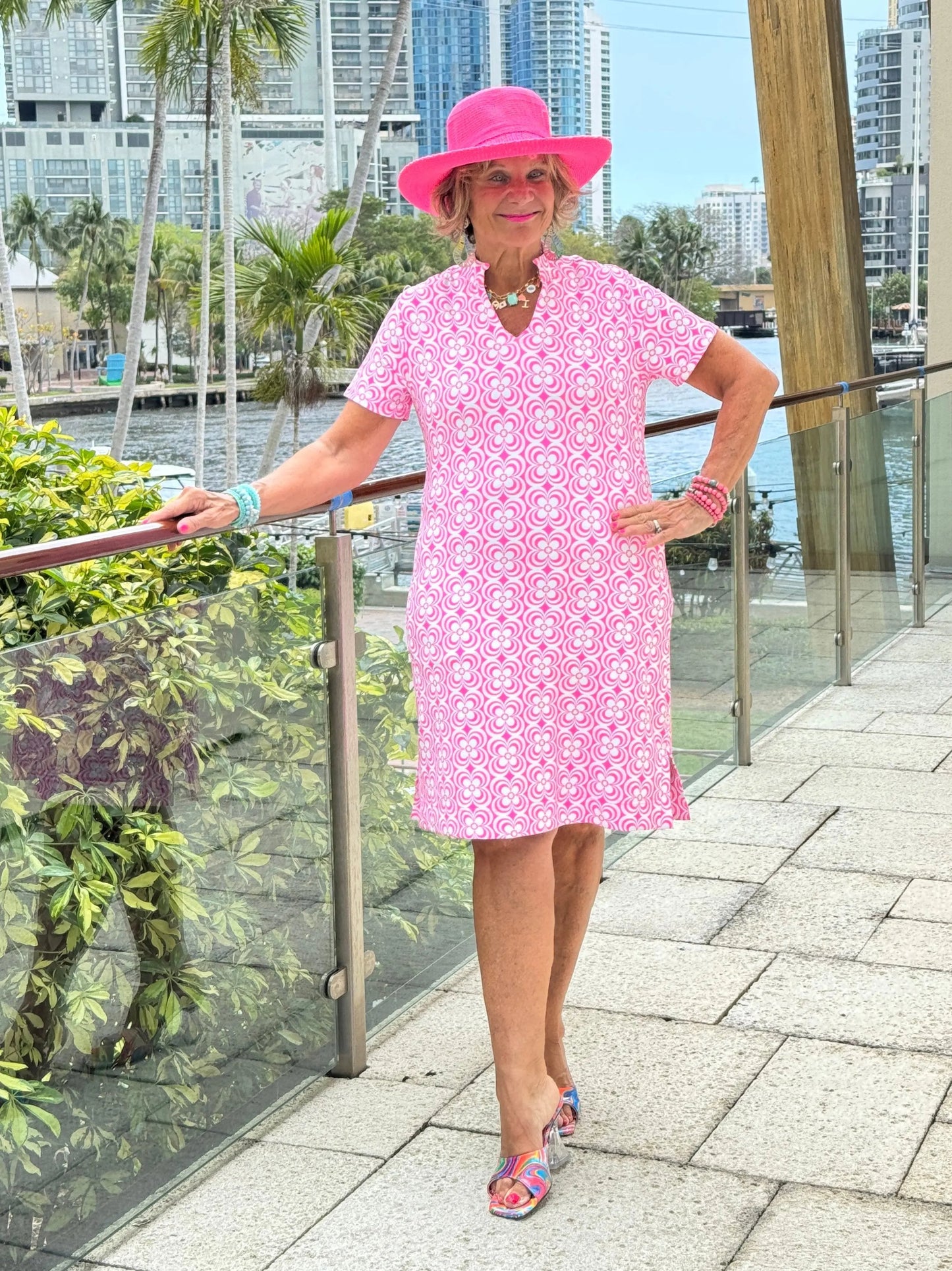 LULU B TROPIC PETALS SHORT SLEEVE DRESS