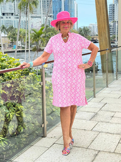 LULU B TROPIC PETALS SHORT SLEEVE DRESS