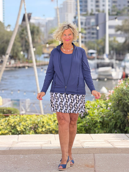 LULU-B NAVY GEO SKORT