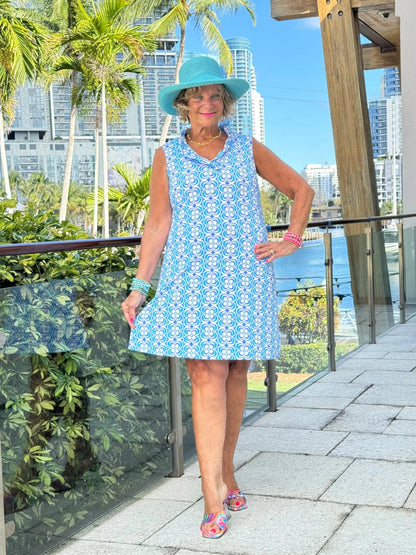 LULU B COASTAL BLOOM RUFFLE DRESS