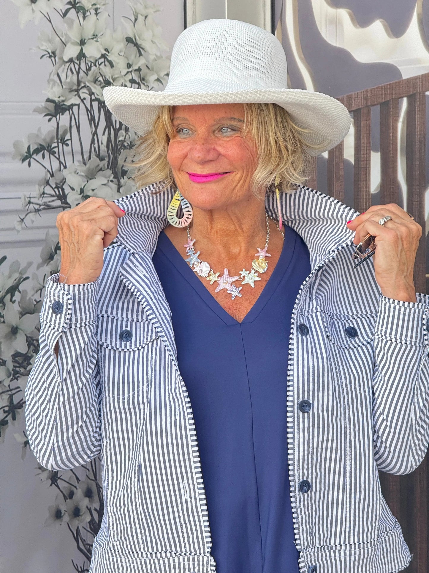 LULU B  NAVY SEERSUCKER JACKET
