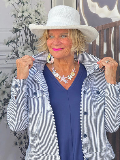 LULU B  NAVY SEERSUCKER JACKET