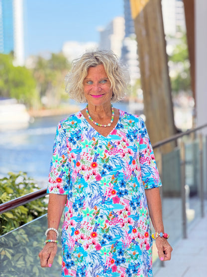 LULU B PARADISE GARDEN ELBOW DRESS