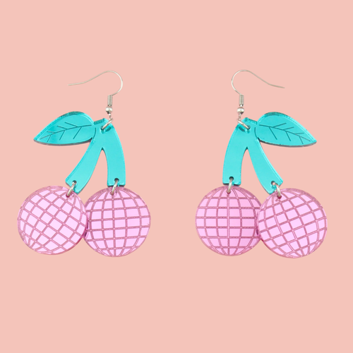 Pink Disco Cherry Earrings