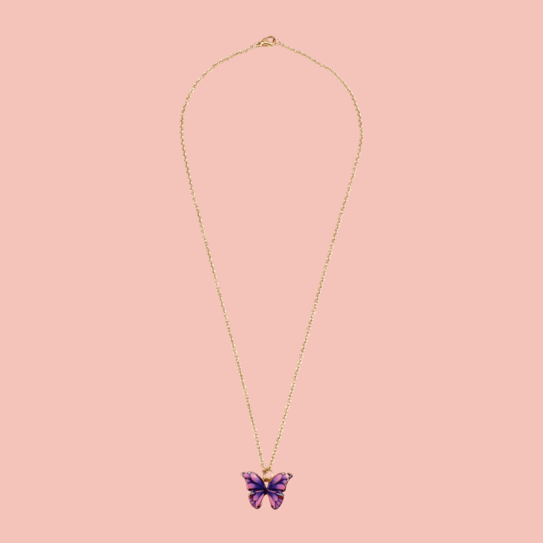 Purple & Pink Butterfly Necklace