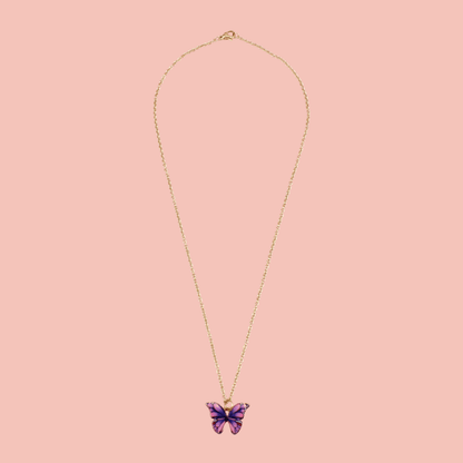 Purple & Pink Butterfly Necklace