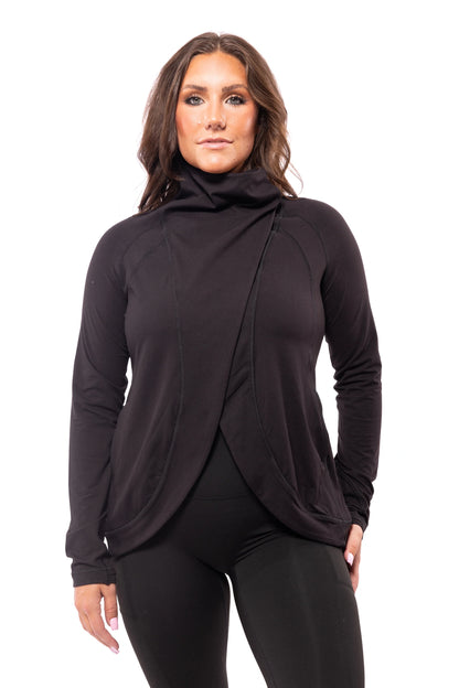 Passion Over Perfection Women's Cowl Neck Asymmetric Jacket