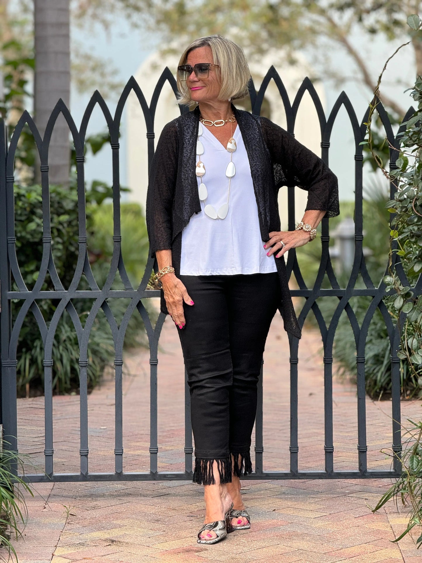 LULU-B BLACK MESH RUFFLE WRAP