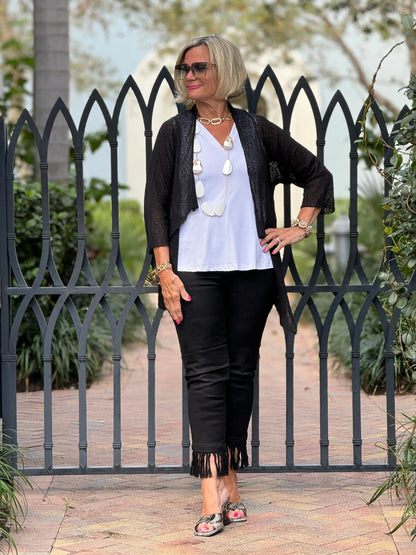 LULU-B BLACK MESH RUFFLE WRAP