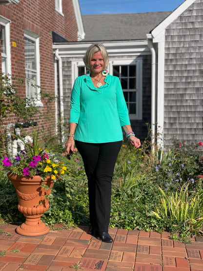 LULU-B SOLID MINT RUFFLE TOP