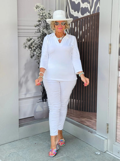 LULU-B SOLID WHITE SLEEVE COLLAR