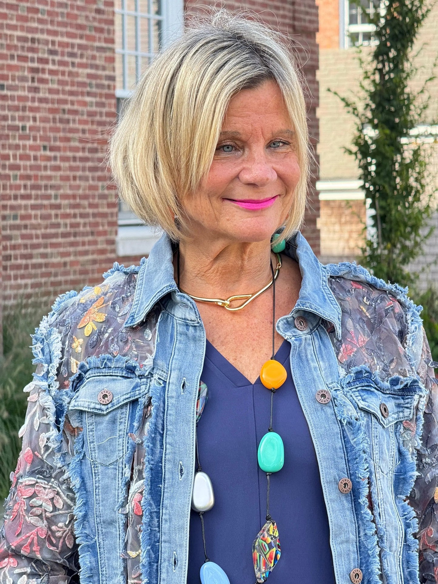 Ethyl Denim & Floral Insert Coat - Virtue