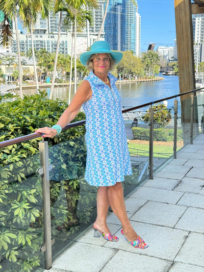 LULU B COASTAL BLOOM ZIPPER SWING DRESS