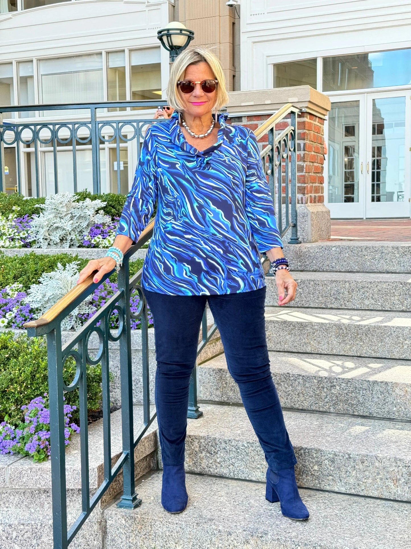 LULU-B SIZZLE BLUE RUFFLE TOP