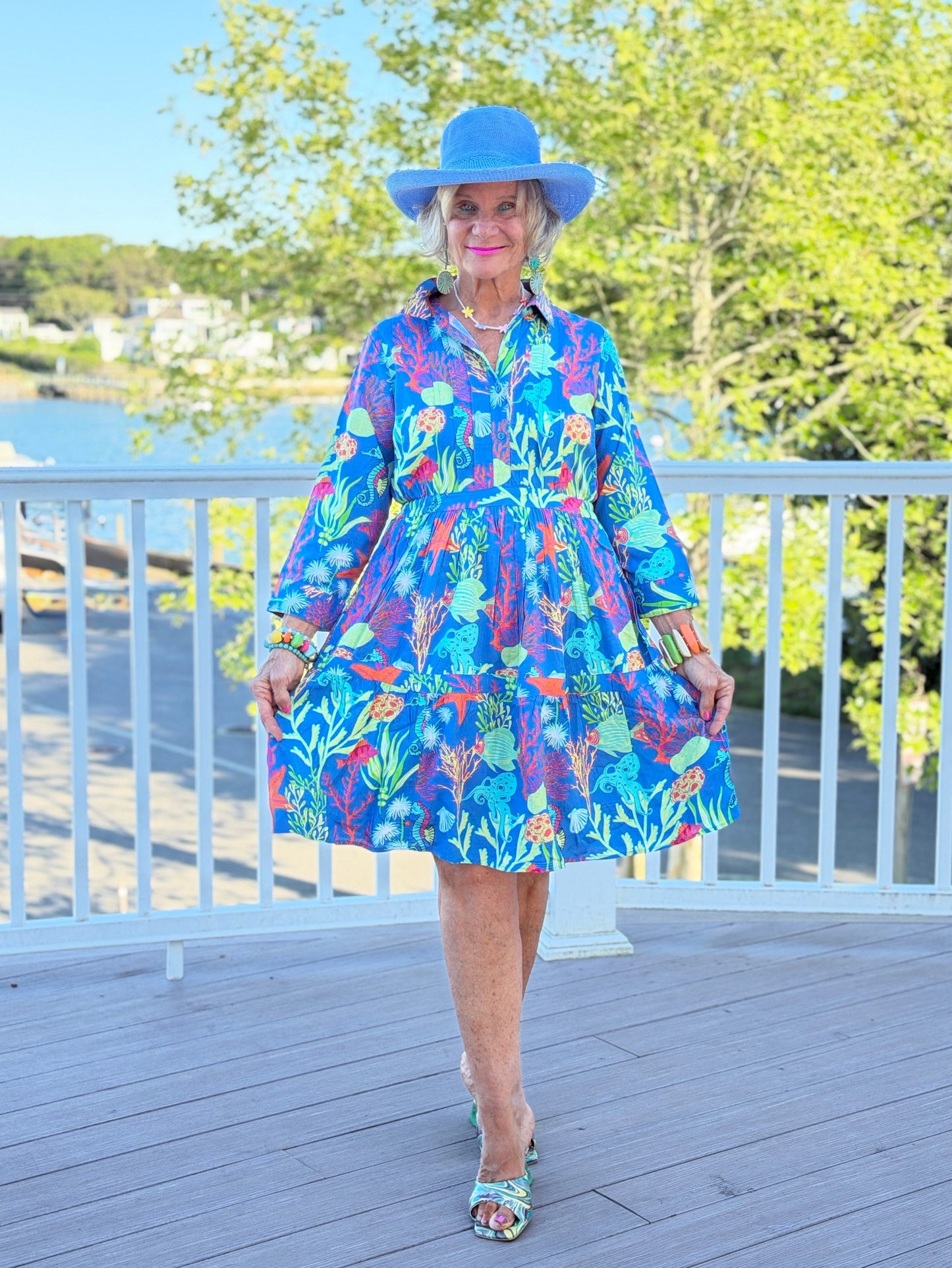 CORAL GARDEN COLLAR DRESS