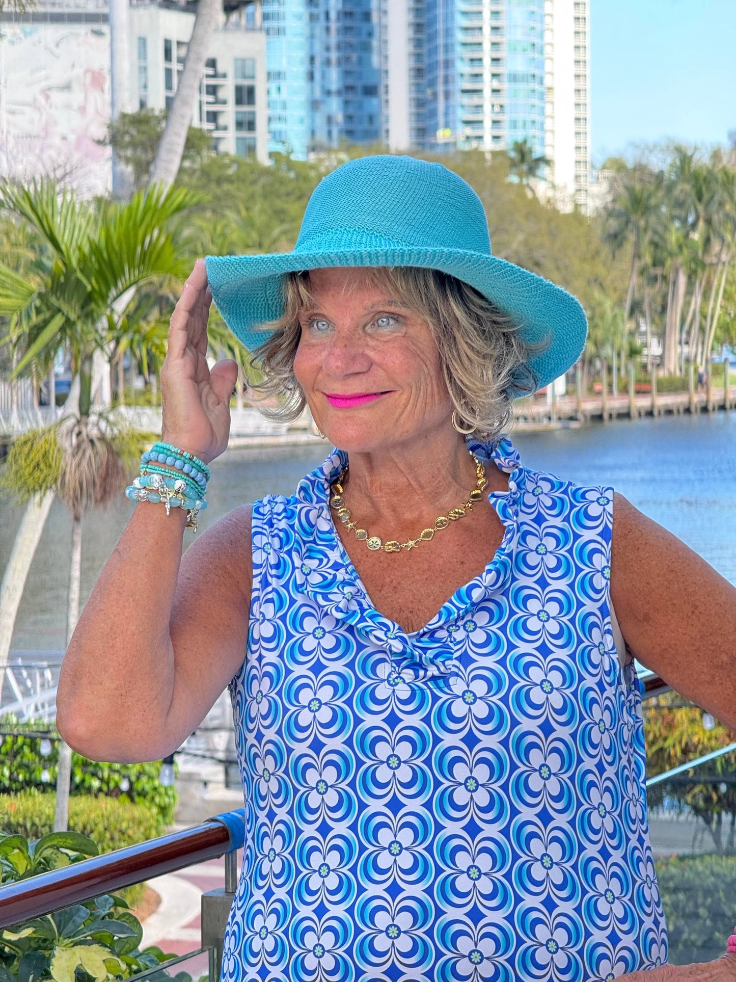 LULU B COASTAL BLOOM RUFFLE DRESS