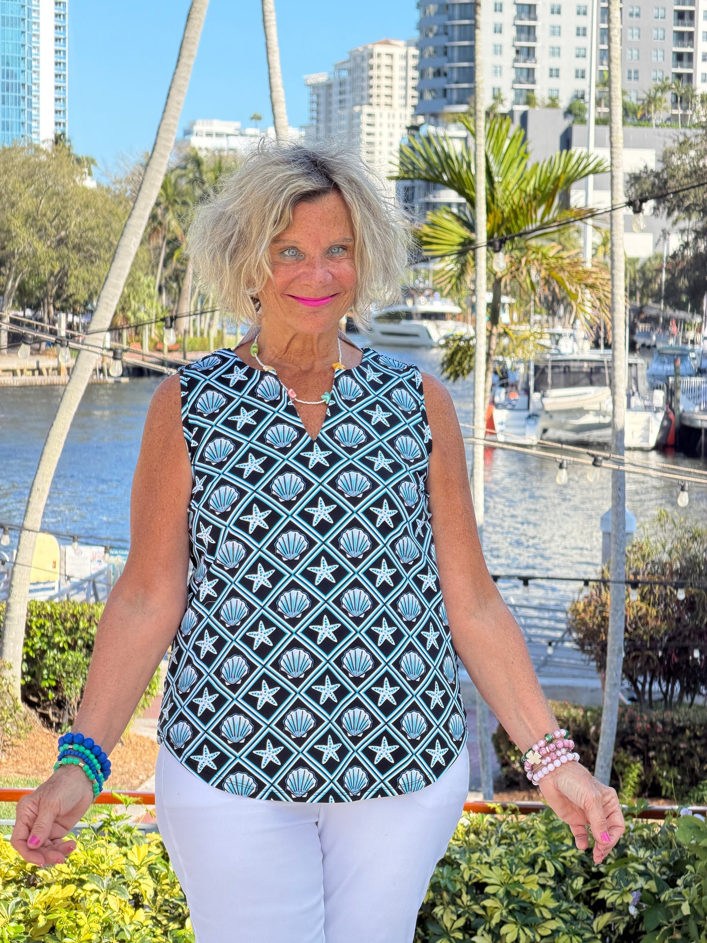 LULU B OCEAN TREASURES NOTCH TOP