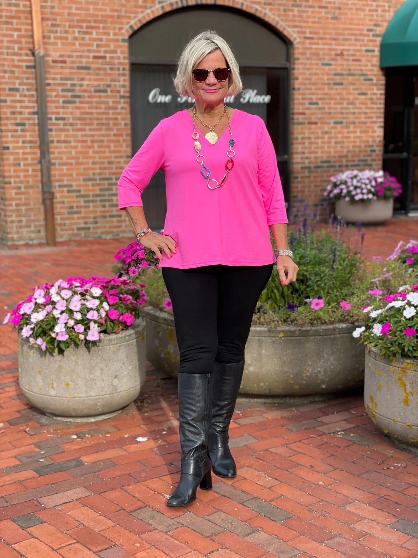 LULU-B HOT PINK TAILORED SLEEVE TOP