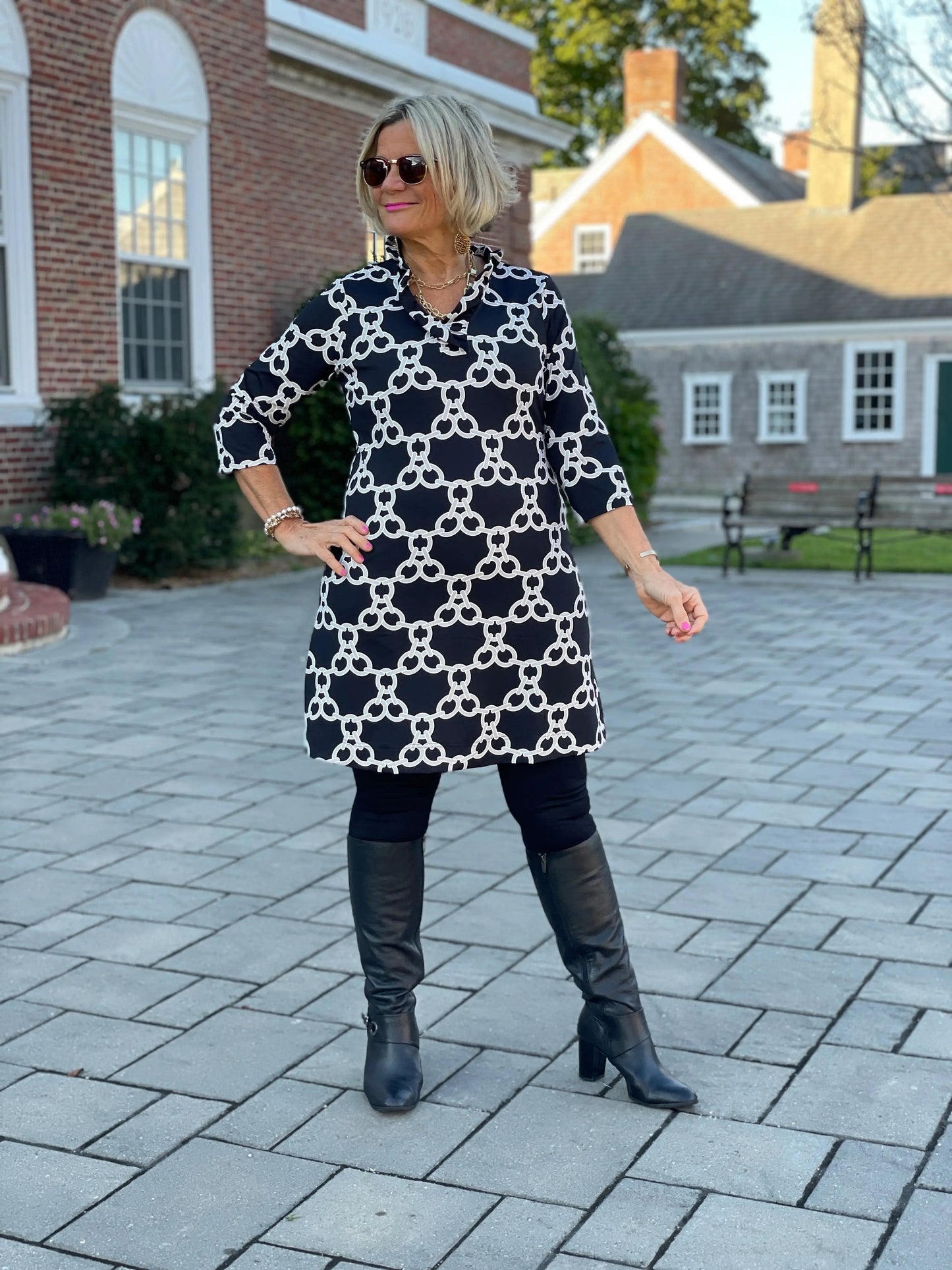 LULU B SOPHIA RUFFLE NECK DRESS