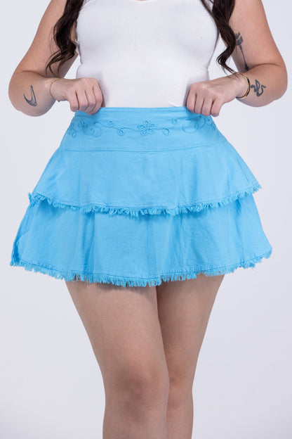 Fringed Forever Women's Casual Frayed Hem Mini Skirt