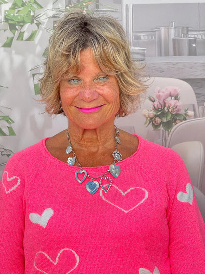 HOT PINK HEART SWEATER
