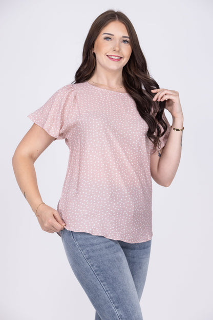 People Fall In Love Everyday Ruffle Short Sleeve Top