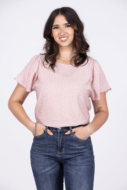 People Fall In Love Everyday Ruffle Short Sleeve Top
