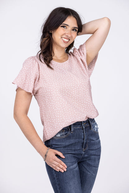 People Fall In Love Everyday Ruffle Short Sleeve Top