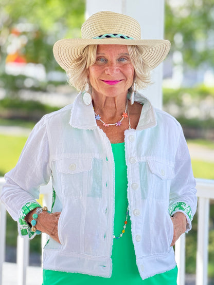 HARBOR LIGHTS GREEN LINEN JACKET