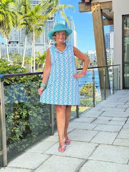 LULU B COASTAL BLOOM RUFFLE DRESS