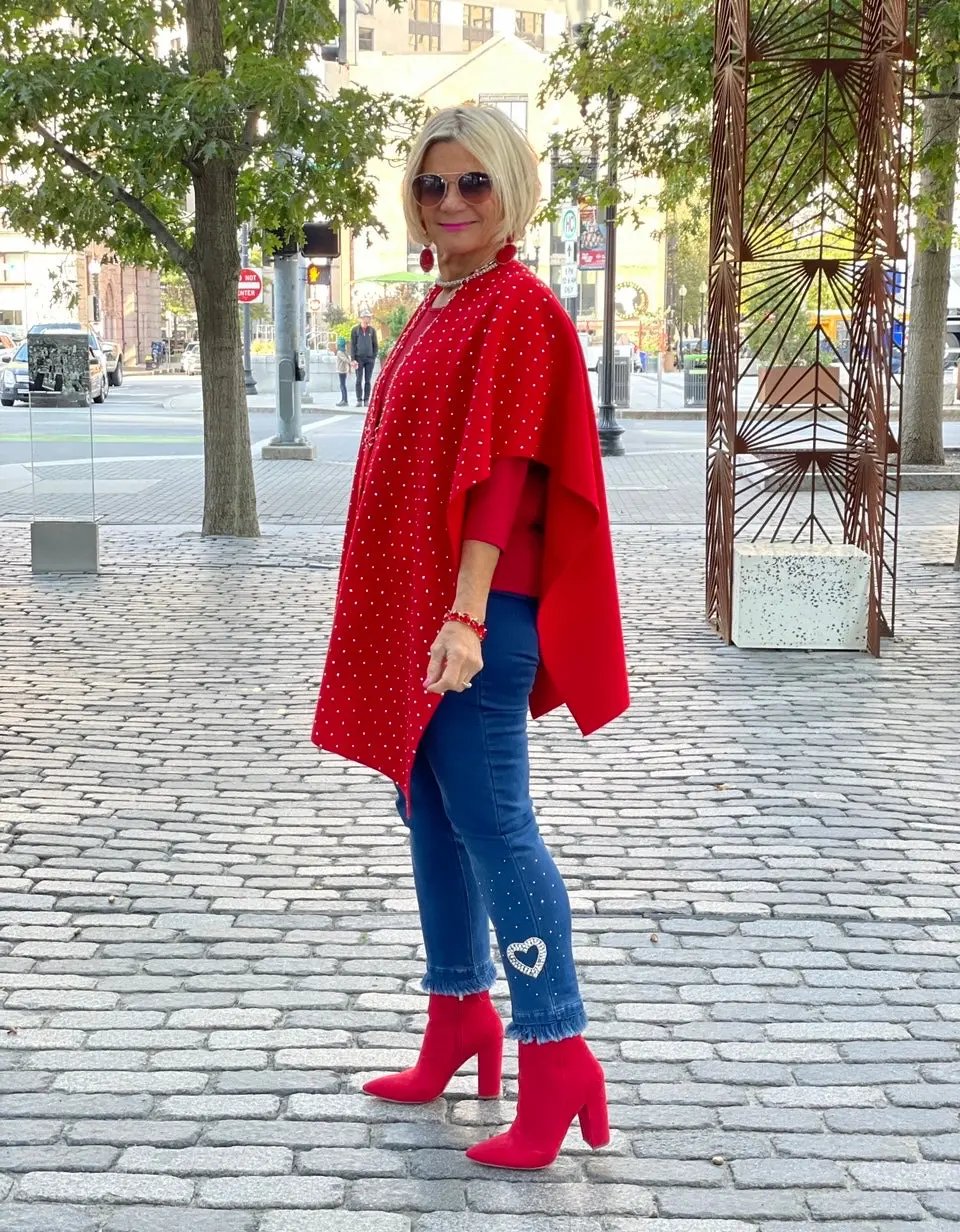 HOLIDAY RED BLING CAPE