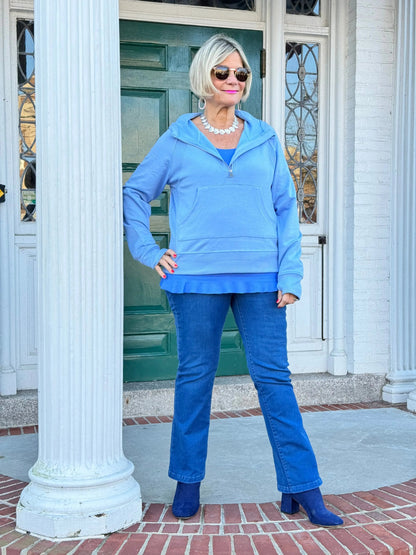 CLEAR PERRI HALF ZIPPER HOODIE