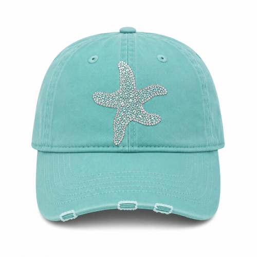 LIGHT AQUA STARFISH BLING HAT
