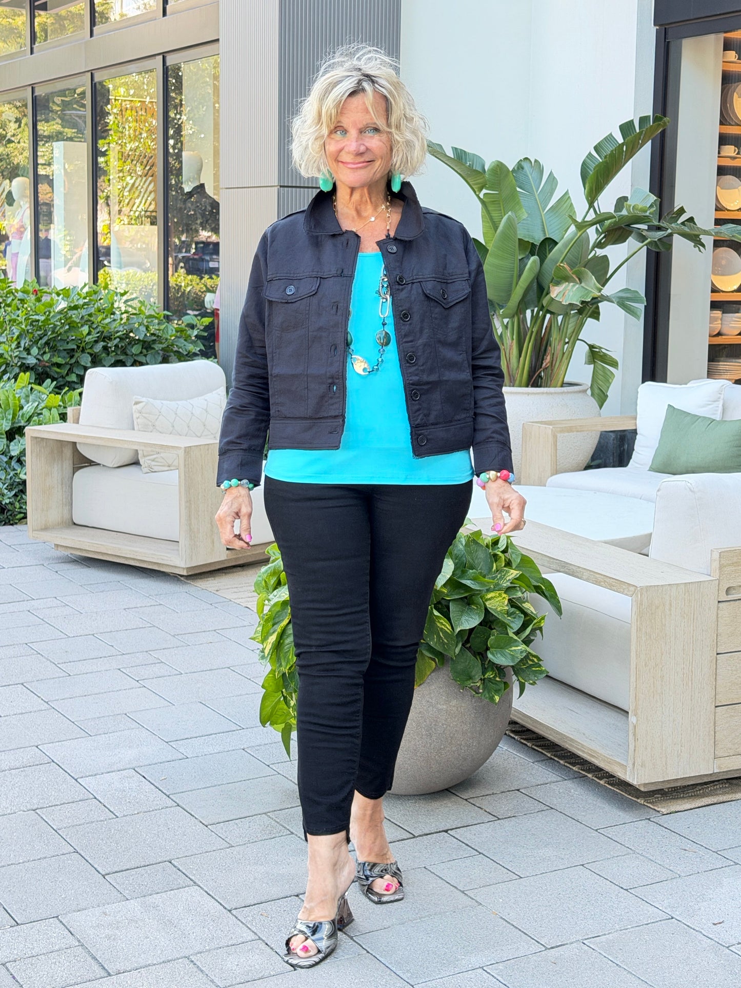 AQUA MARINE LINEN DESIGNER JACKET