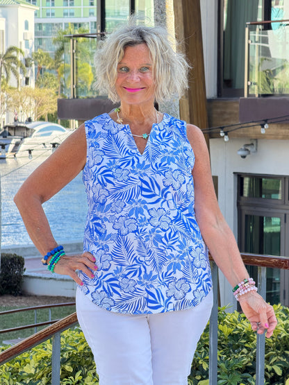 LULU B HIBISCUS COAST NOTCH TOP