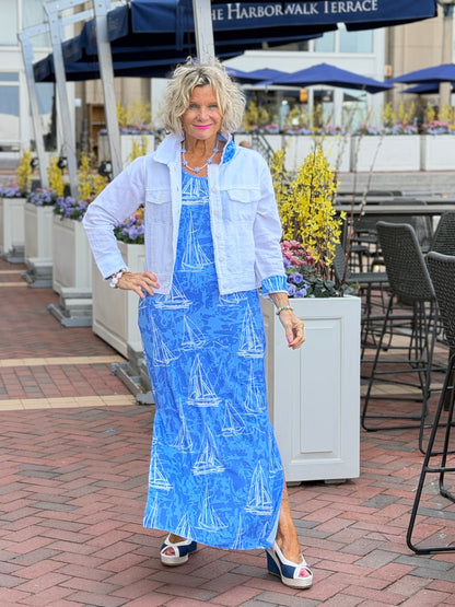 HARBOR BLUES SAILBOAT LINEN  JACKET
