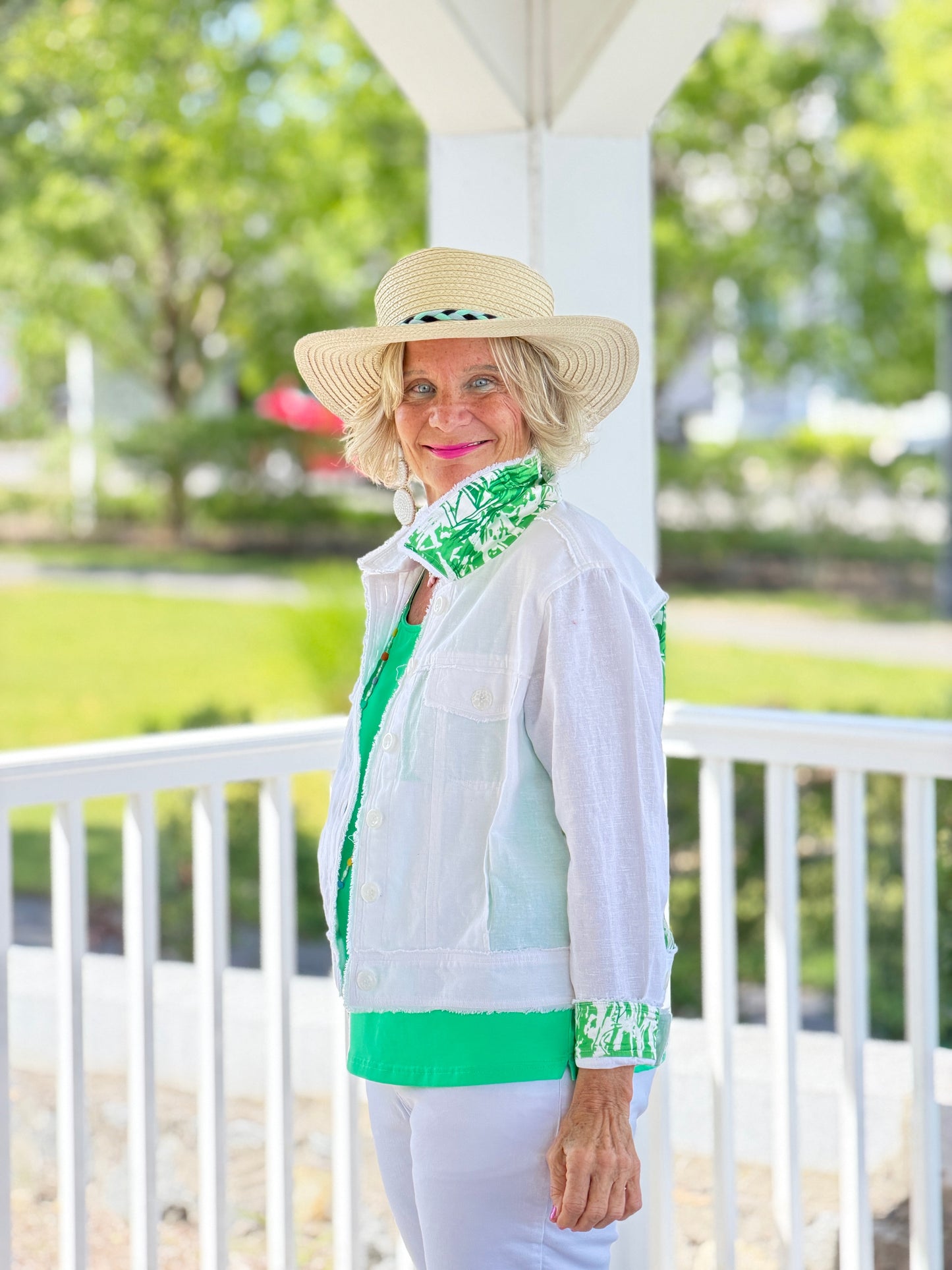 HARBOR LIGHTS GREEN LINEN JACKET