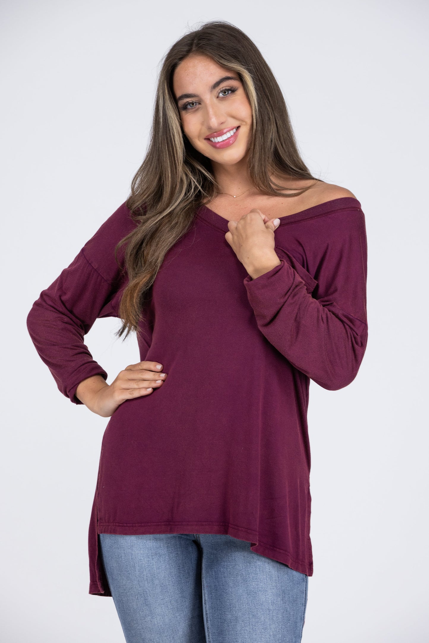 Feeling Spunky Women's Solid Knit Long Sleeve Top