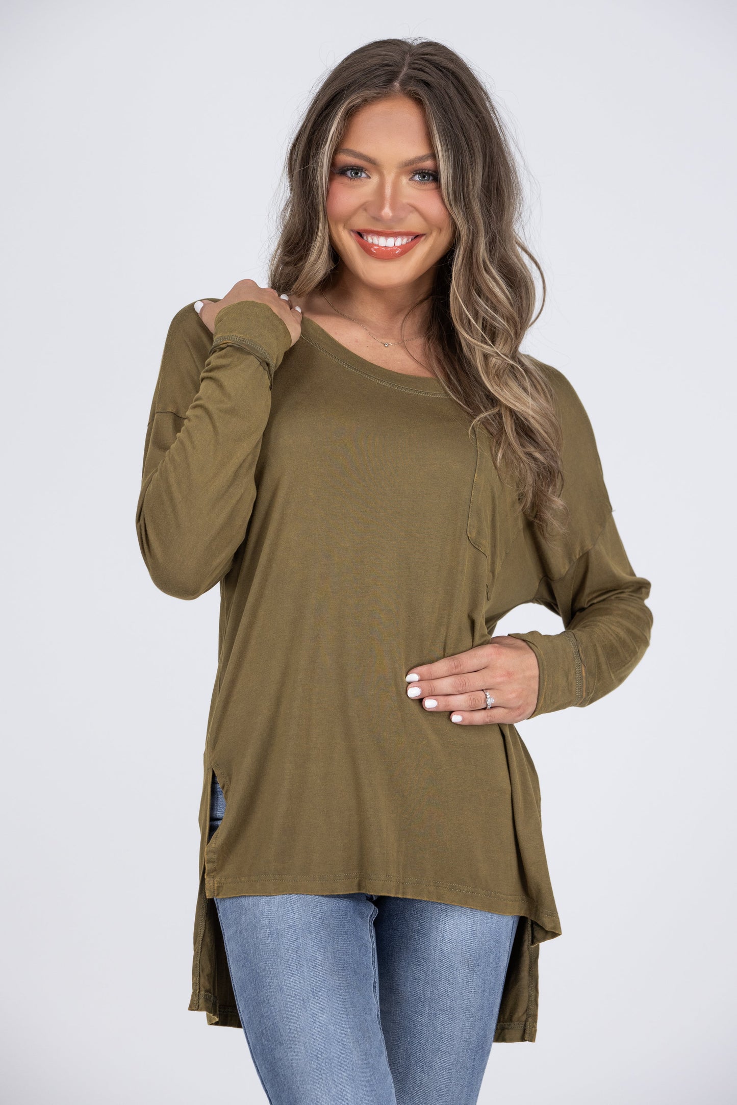 Feeling Spunky Women's Solid Knit Long Sleeve Top