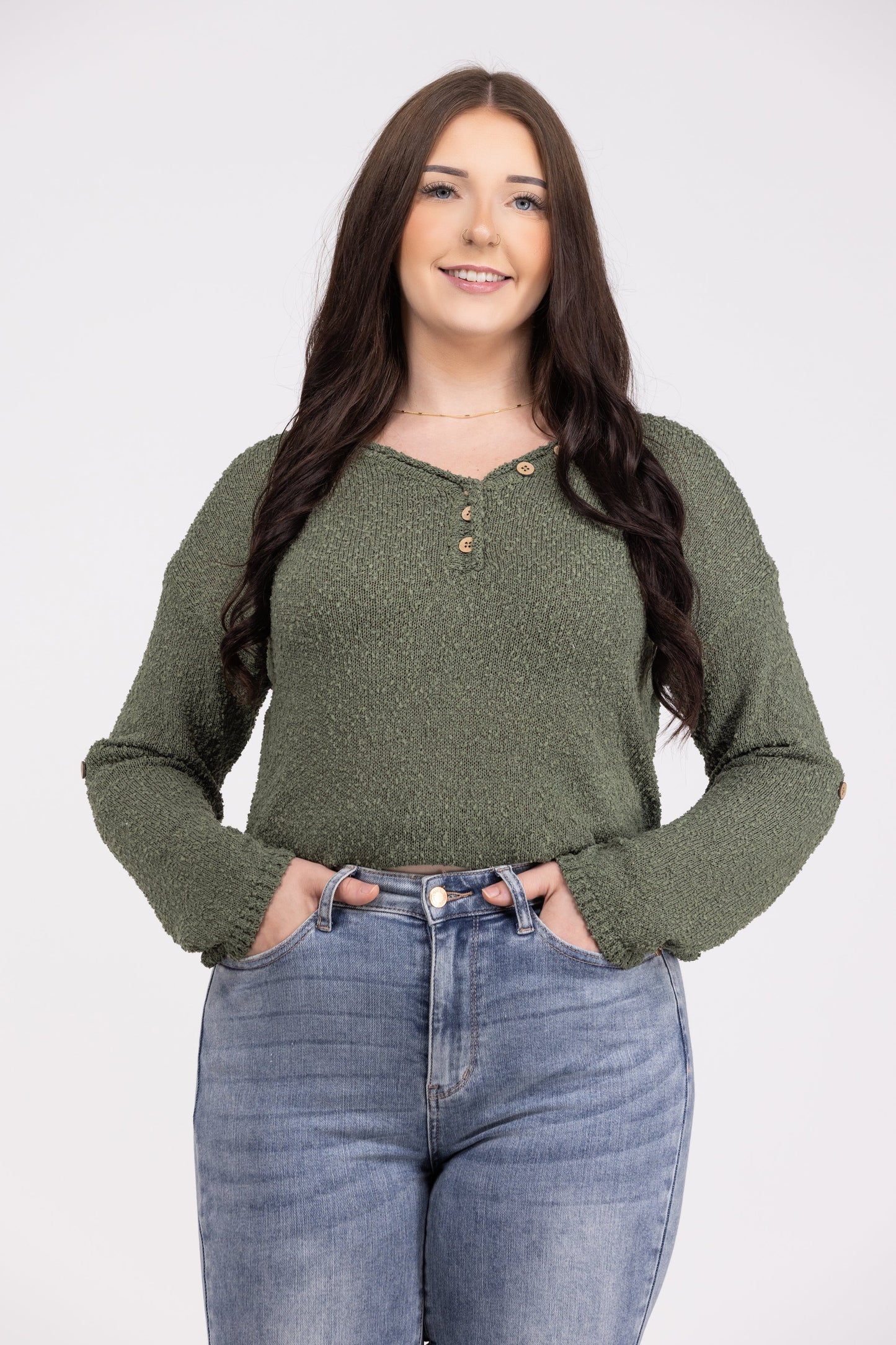Sheer Perfection Women's Relaxed Boucle Knit V-Neck Sweater