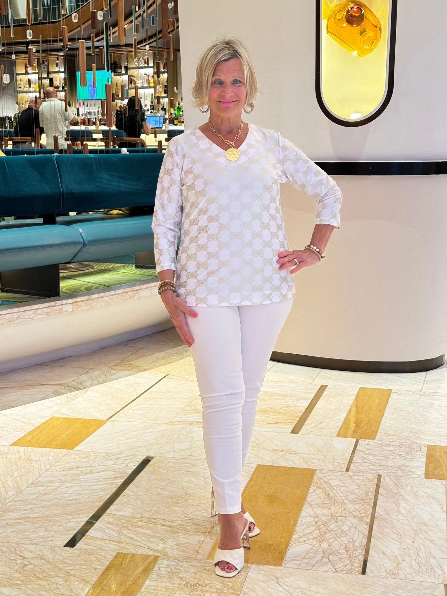 LULU-B HOLIDAY GOLD AND V NECK
