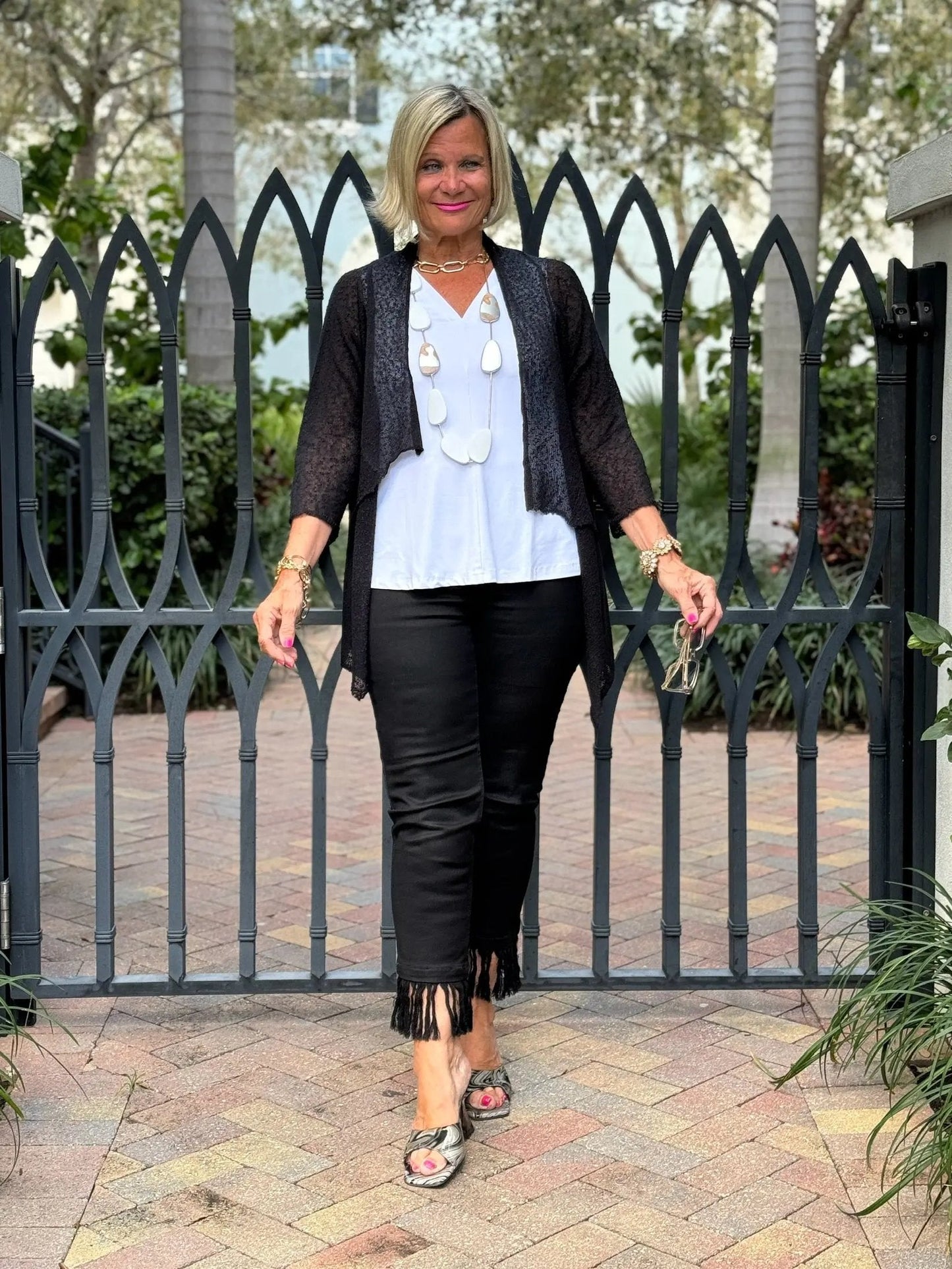 LULU-B BLACK MESH RUFFLE WRAP
