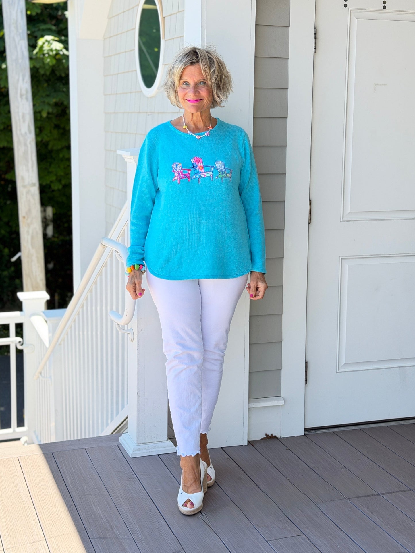 BEACH CLUB AQUA ADIRONDACK SWEATER