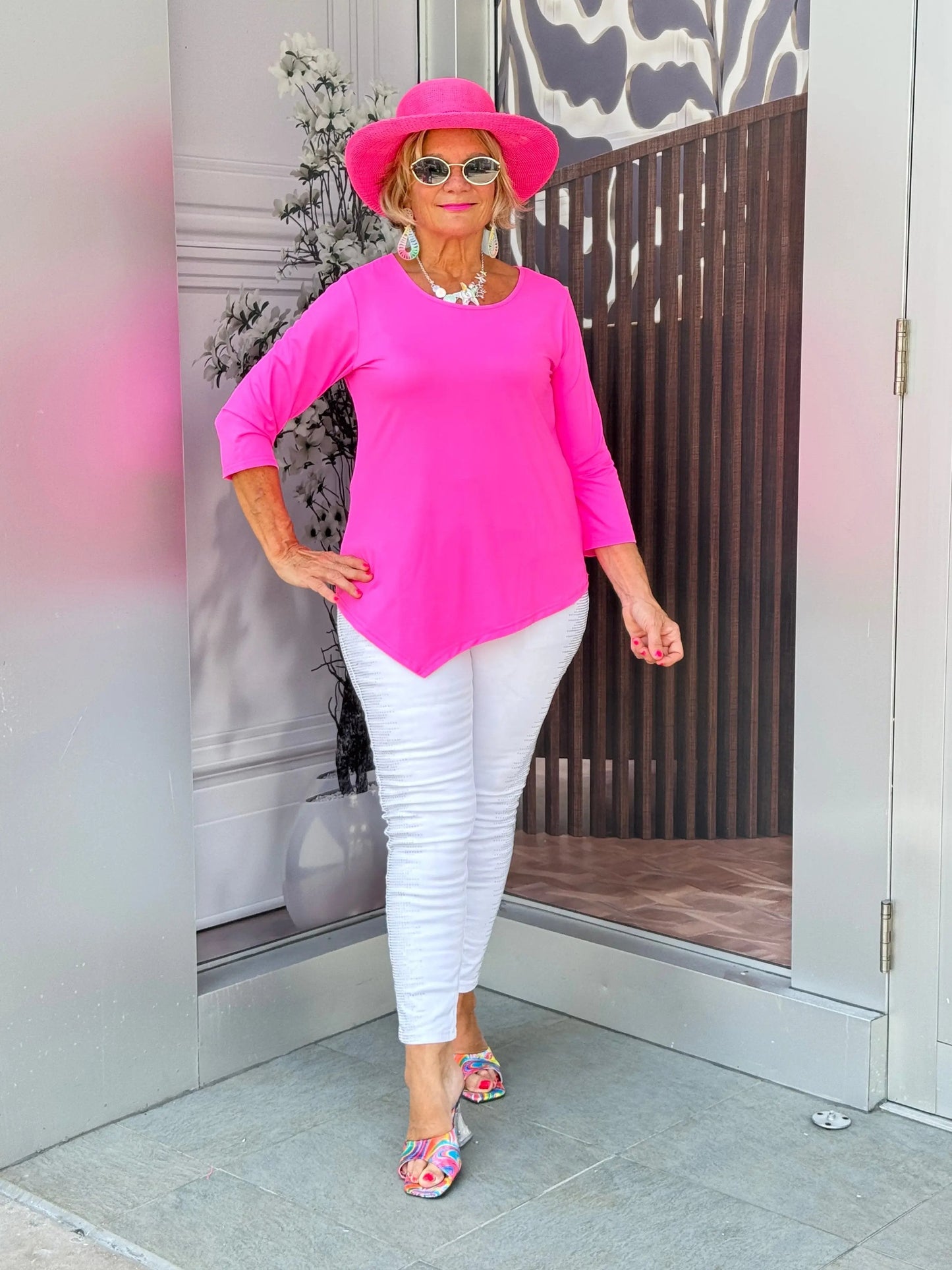 LULU-B HOT PINK ASYMMETRIC TOP