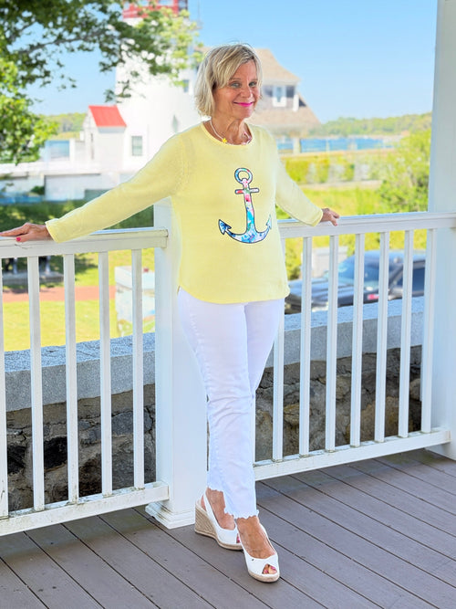 BEACH CLUB YELLOW CAPE COD ANCH0OR SWEATER
