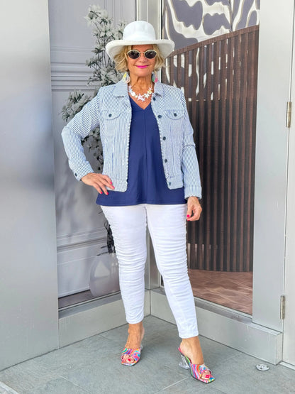 LULU B  NAVY SEERSUCKER JACKET