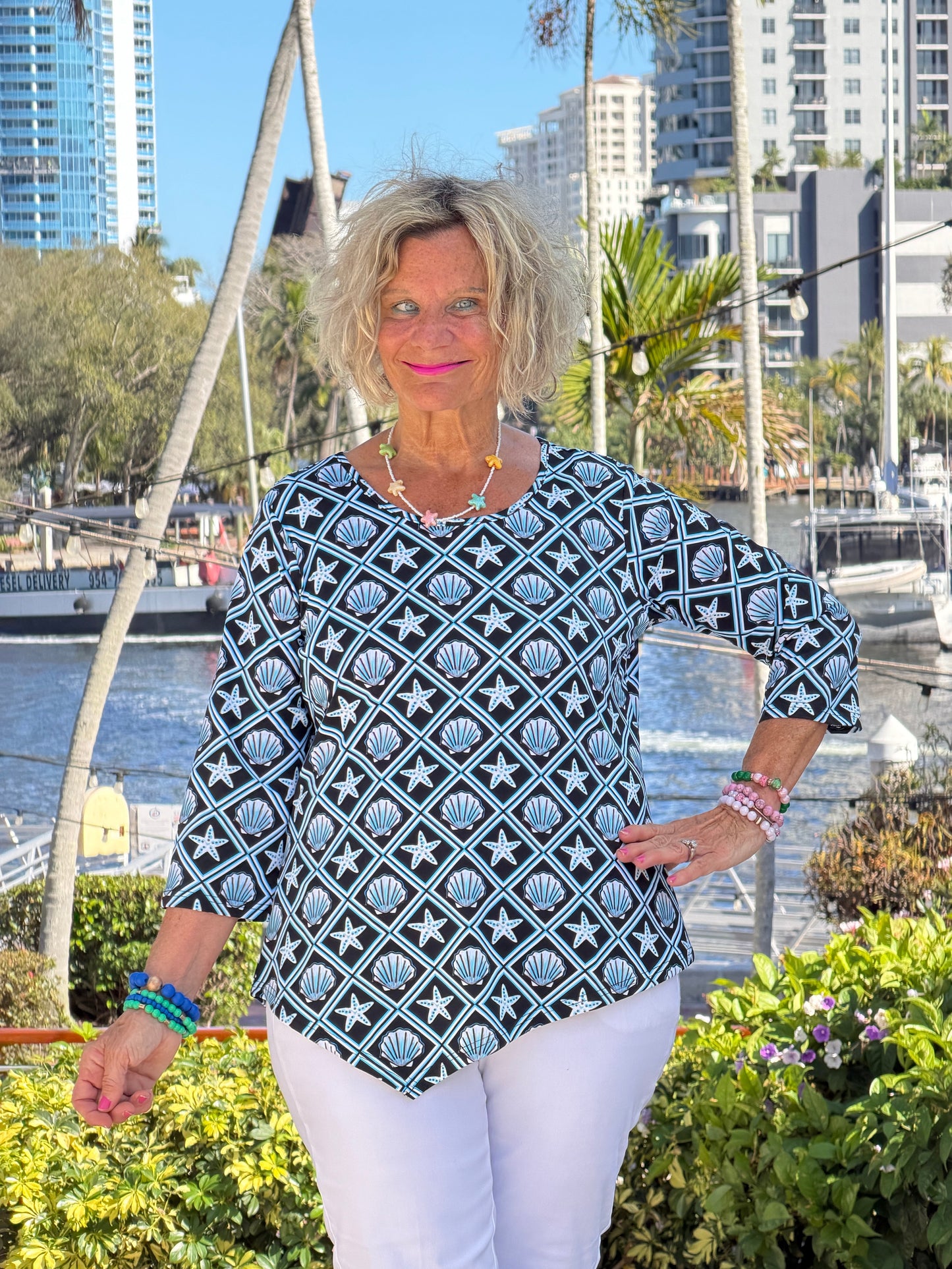 LULU B OCEAN TREASURES ASYMMETRIC TOP